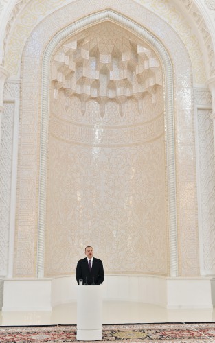 President Aliyev and his spouse attend opening of Heydar Mosque in Baku