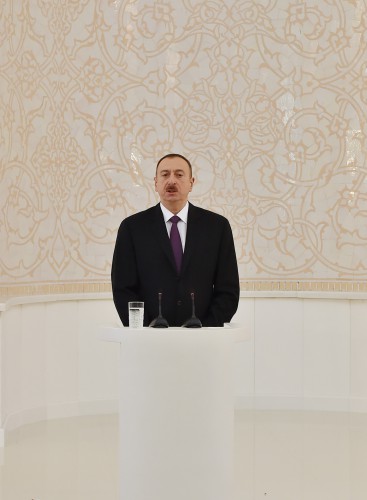 President Aliyev and his spouse attend opening of Heydar Mosque in Baku