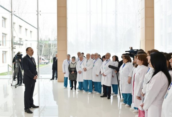 President Ilham Aliyev reviews reconstruction work at Mingachevir City Central Hospital