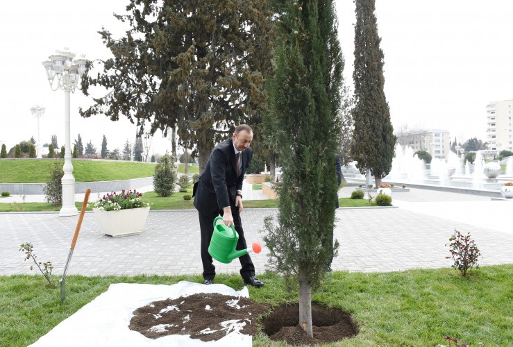 President Ilham Aliyev attends opening of park-boulevard named after Heydar Aliyev in Barda