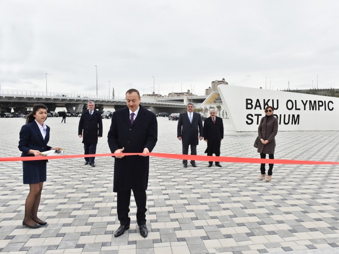 President Ilham Aliyev, his spouse attend opening of Baku Olympic Stadium (PHOTO)