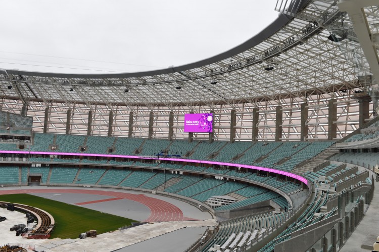 President Ilham Aliyev, his spouse attend opening of Baku Olympic Stadium (PHOTO)