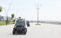 Ilham Aliyev, his spouse review Baku White City boulevard