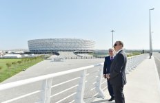 Ильхам Алиев принял участие в открытии дорожно-транспортной инфраструктуры около Бакинского олимпийского стадиона (ФОТО)
