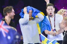 Как Монс Сельмерлёв  праздновал победу на сцене «Евровидения 2015» (ФОТО)