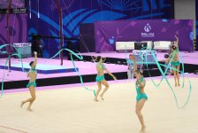 Азербайджанские гимнастки выступили с лентами в групповых упражнениях  в рамках Евроигр (ФОТО)