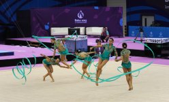 Азербайджанские гимнастки выступили с лентами в групповых упражнениях  в рамках Евроигр (ФОТО)