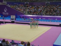 Азербайджанские гимнастки выступили с лентами в групповых упражнениях  в рамках Евроигр (ФОТО)