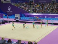Азербайджанские гимнастки выступили с лентами в групповых упражнениях  в рамках Евроигр (ФОТО)