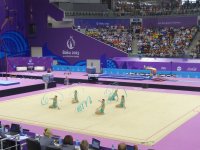 Азербайджанские гимнастки выступили с лентами в групповых упражнениях  в рамках Евроигр (ФОТО)