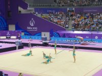 Азербайджанские гимнастки выступили с лентами в групповых упражнениях  в рамках Евроигр (ФОТО)