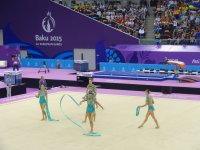 Азербайджанские гимнастки выступили с лентами в групповых упражнениях  в рамках Евроигр (ФОТО)