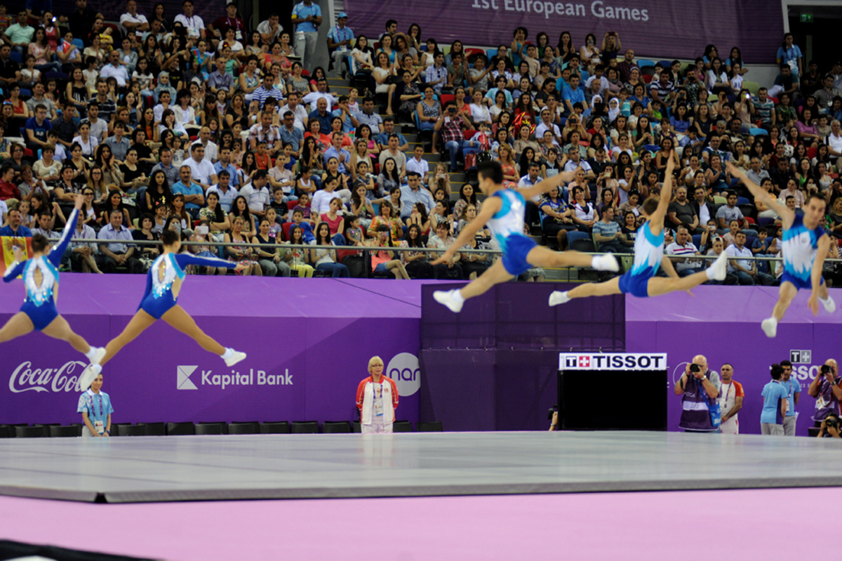Qualifications in aerobic gymnastics, trampoline continue at Baku 2015