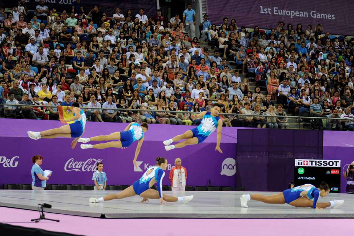 Qualifications in aerobic gymnastics, trampoline continue at Baku 2015