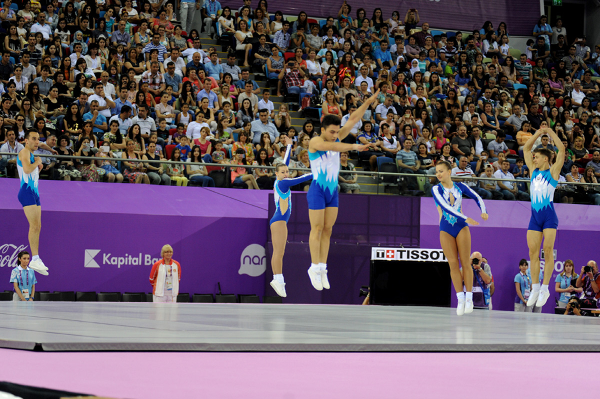 Qualifications in aerobic gymnastics, trampoline continue at Baku 2015