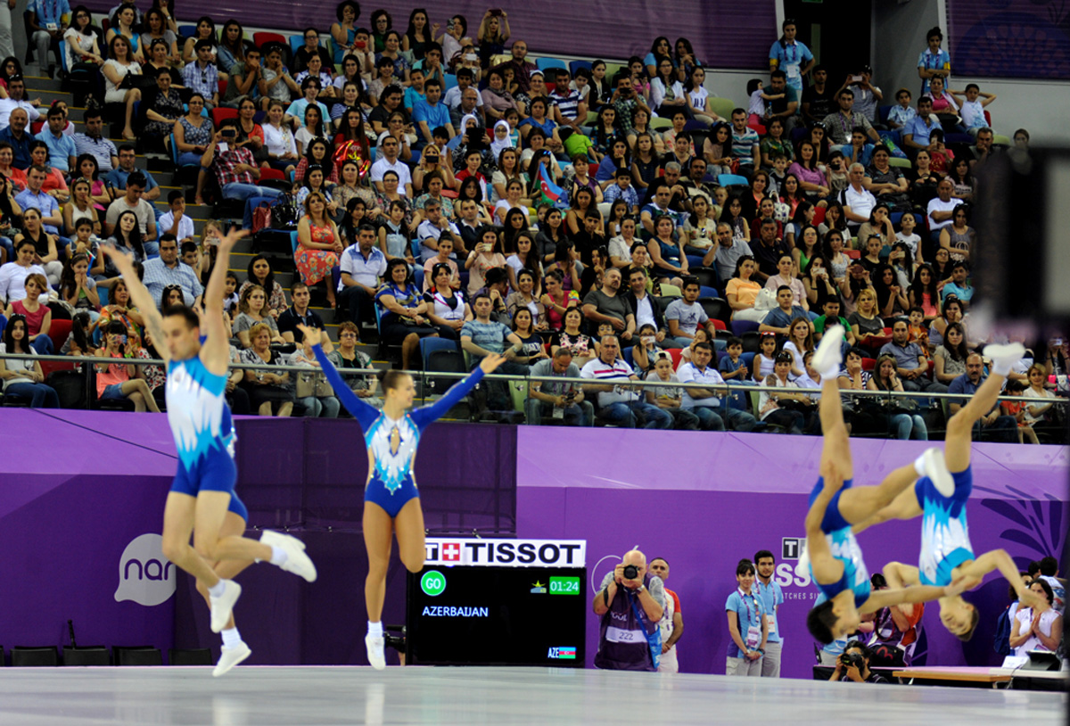 Qualifications in aerobic gymnastics, trampoline continue at Baku 2015