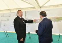 Ильхам Алиев принял участие в церемонии подачи воды для орошения из канала Тахтакерпю-Джейранбатан (ФОТО)