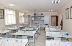 Azerbaijani president reviews one of schools after repair in Baku