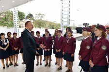 Azerbaijani president attends ceremony to see off first train on Baku-Sumgayit route