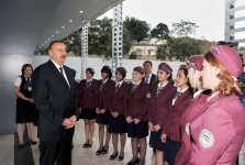 Azerbaijani president attends ceremony to see off first train on Baku-Sumgayit route