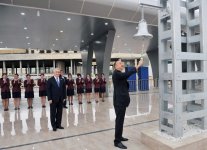 Azerbaijani president attends ceremony to see off first train on Baku-Sumgayit route