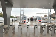 Azerbaijani president attends ceremony to see off first train on Baku-Sumgayit route