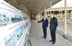 Azerbaijani president attends ceremony to see off first train on Baku-Sumgayit route