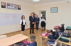 President Ilham Aliyev reviews school No. 148 after reconstruction in Baku
