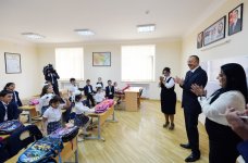 President Ilham Aliyev reviews school No. 148 after reconstruction in Baku