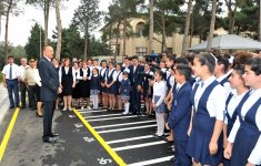 President Ilham Aliyev reviews school No. 148 after reconstruction in Baku