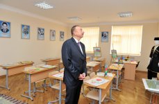 President Ilham Aliyev reviews school No. 148 after reconstruction in Baku