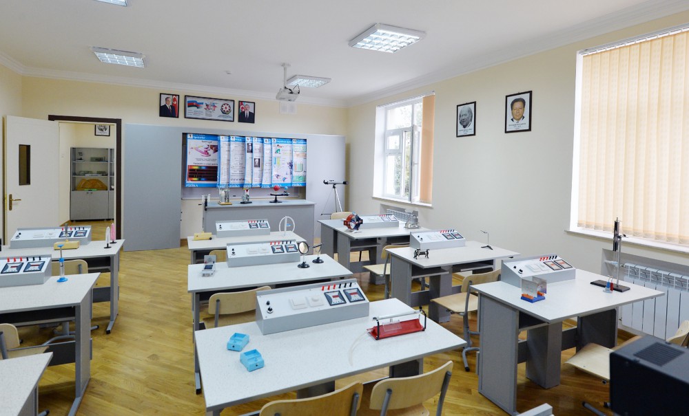 President Ilham Aliyev reviews school No. 148 after reconstruction in Baku