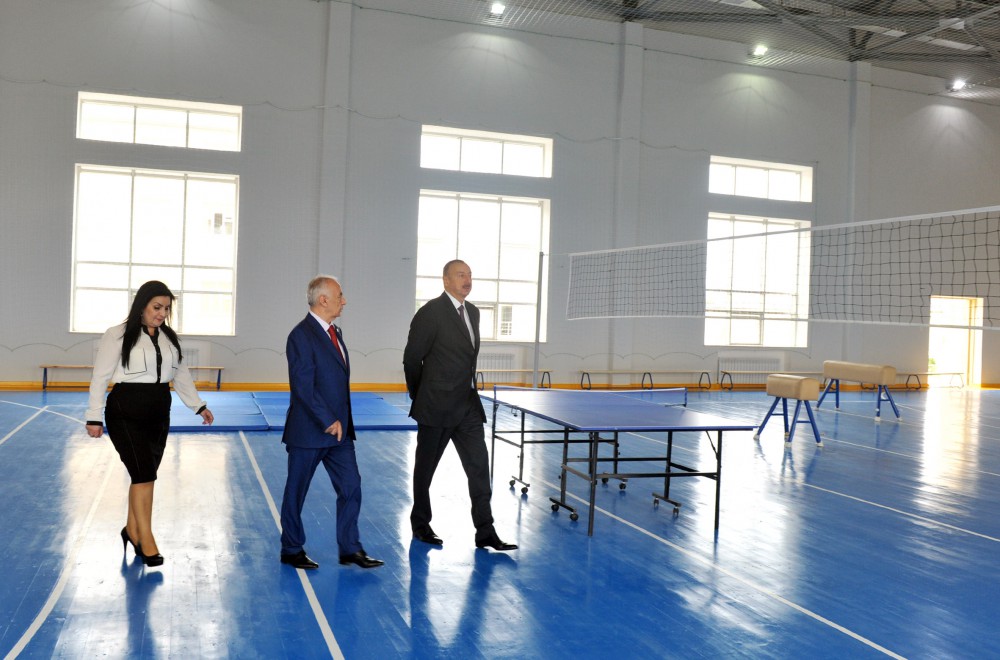 President Ilham Aliyev reviews school No. 148 after reconstruction in Baku