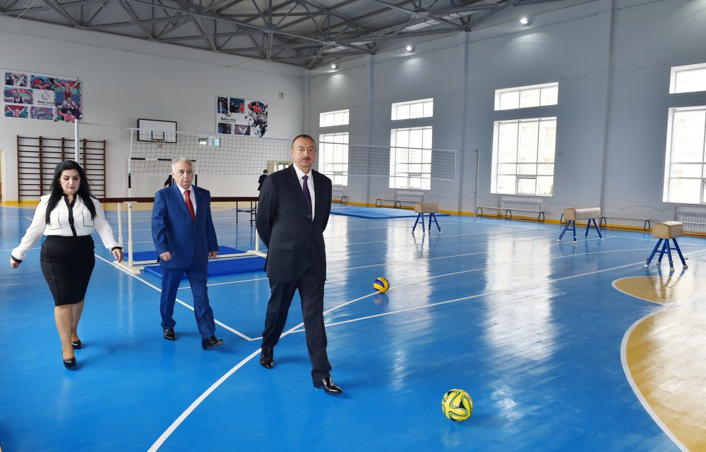 President Ilham Aliyev reviews school No. 148 after reconstruction in Baku