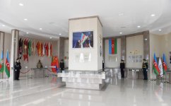 Президент Ильхам Алиев принял участие в открытии Площади флага в Кюрдамире