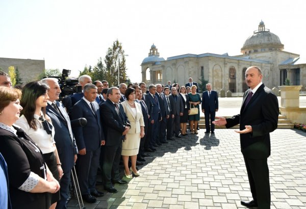 Ilham Aliyev attends ceremony marking finish of project to reconstruct water supply system of Ujar