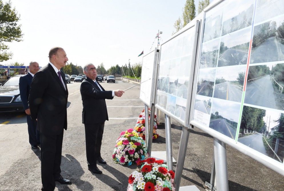 Президент Ильхам Алиев принял участие в открытии автодороги Гекчай-Уджар (ФОТО)