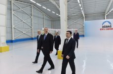 Президент Азербайджана принял участие  в открытии гипсового завода "Yeni Ağdağ" (ФОТО)