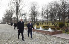 Президент Ильхам Алиев прибыл в Товуз (ФОТО)