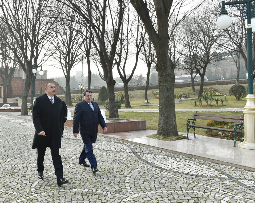 Президент Ильхам Алиев прибыл в Товуз (ФОТО)