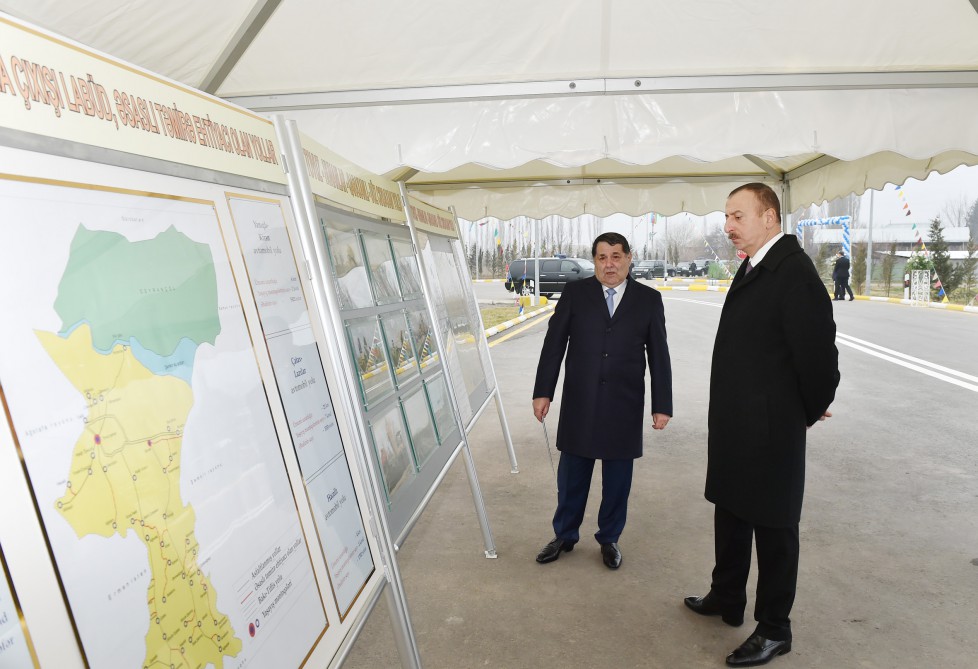 Президент Ильхам Алиев принял участие в открытии автодороги в Товузе (ФОТО)