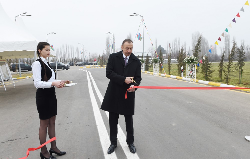 Президент Ильхам Алиев принял участие в открытии автодороги в Товузе (ФОТО)