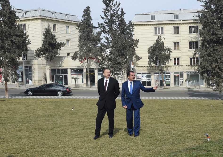 Azerbaijani president reviews European Youth Capital 2016 park in Ganja