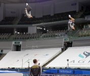 Podium training of FIG World Cup trampoline gymnasts starts in Baku (PHOTO)