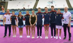 Podium training of FIG World Cup trampoline gymnasts starts in Baku (PHOTO)