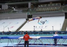 Podium training of FIG World Cup trampoline gymnasts starts in Baku (PHOTO)
