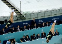 Азербайджанские гимнастки в финале синхронных выступлений на Кубке мира по прыжкам на батуте в Баку (ФОТО)