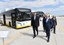 President Aliyev attends opening of Bakubus LLC’s second bus depot
