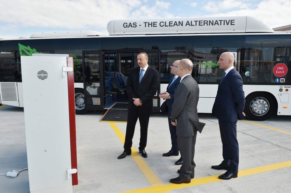 President Aliyev attends opening of Bakubus LLC’s second bus depot