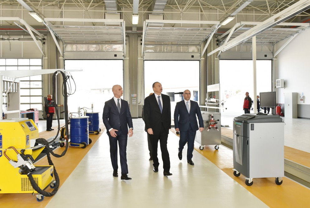 President Aliyev attends opening of Bakubus LLC’s second bus depot